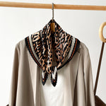 Load image into Gallery viewer, Pleated Leopard Paisley Satin Scarf 70cm Square N6G225