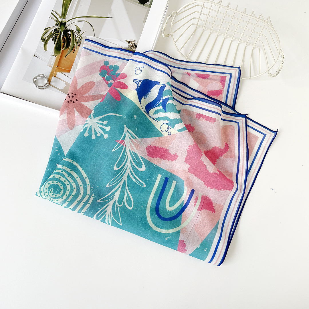 Pure Cotton Square Scarf Women Head Scarf 55cm N6H116