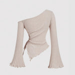 Load image into Gallery viewer, BellSleeve TieRib Knit Lightweight Apricot N5A154
