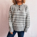 Load image into Gallery viewer, Contrast Stripe Round Sweater Lightweight Options N5A228
