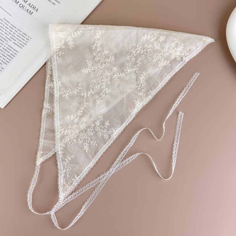 Embroidered Lace Triangle Head Scarf Women Soft N6H107