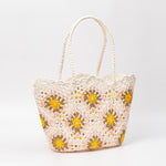 Load image into Gallery viewer, Hand Crochet Color Block Mesh Tote Beach Bag Women N6C302