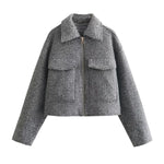 Load image into Gallery viewer, Bouclé Cropped Coat Relaxed Silhouette Mid Weight N5Z241
