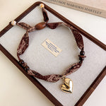 Load image into Gallery viewer, Womens Brown Leopard Print Beaded Scarf Necklace N6K279