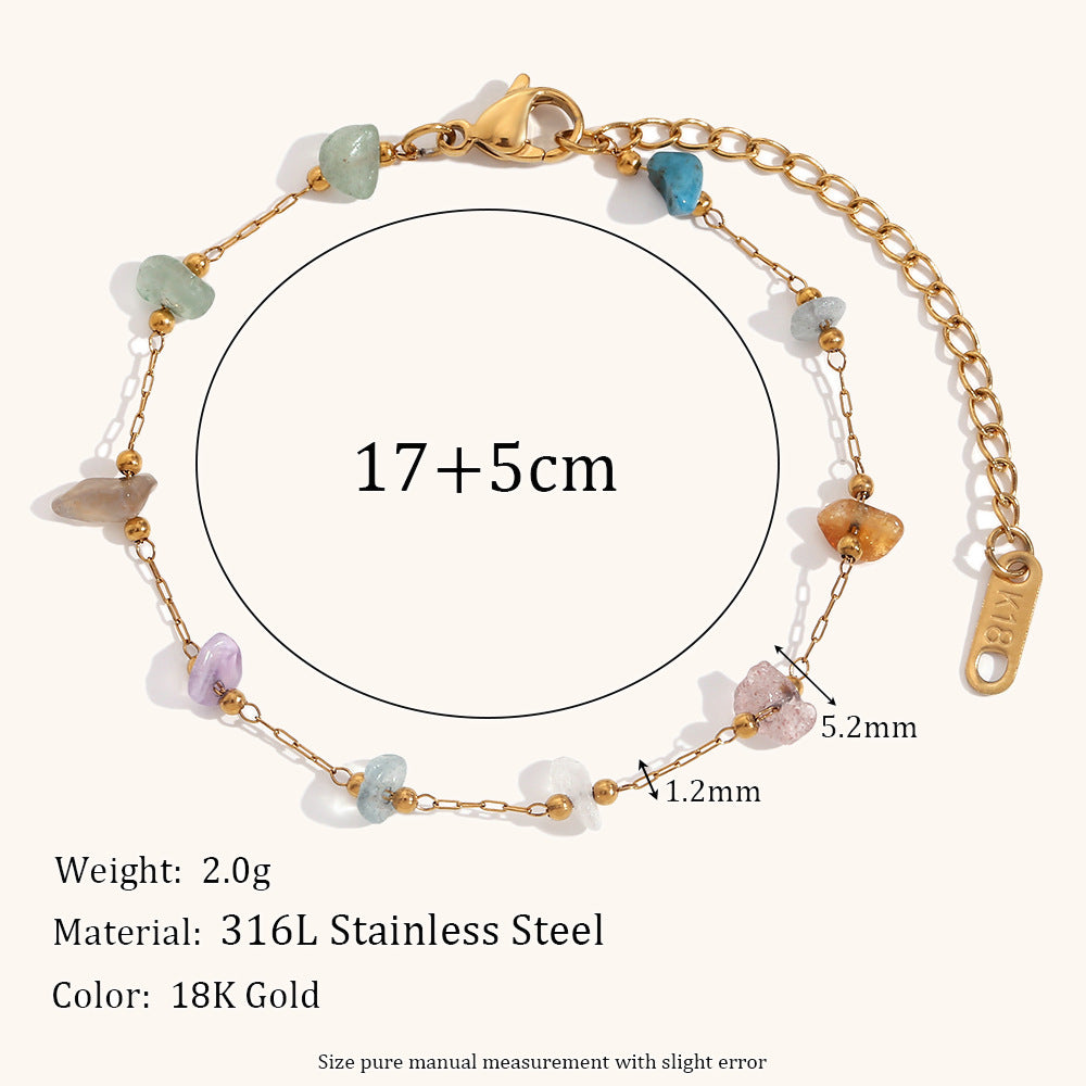 Crushed Stone Chain Steel 18K Plated Hand Linked S5P121