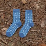 Load image into Gallery viewer, Vintage Blue Ethnic Style Mid-Calf Cotton Socks Women N6H020