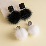 Load image into Gallery viewer, Womens Rhinestone Plush Pom Pom Earrings N6K162