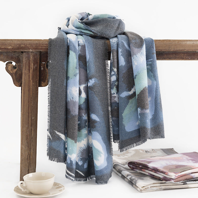 Vintage Print Faux Cashmere Wrap  M5A190