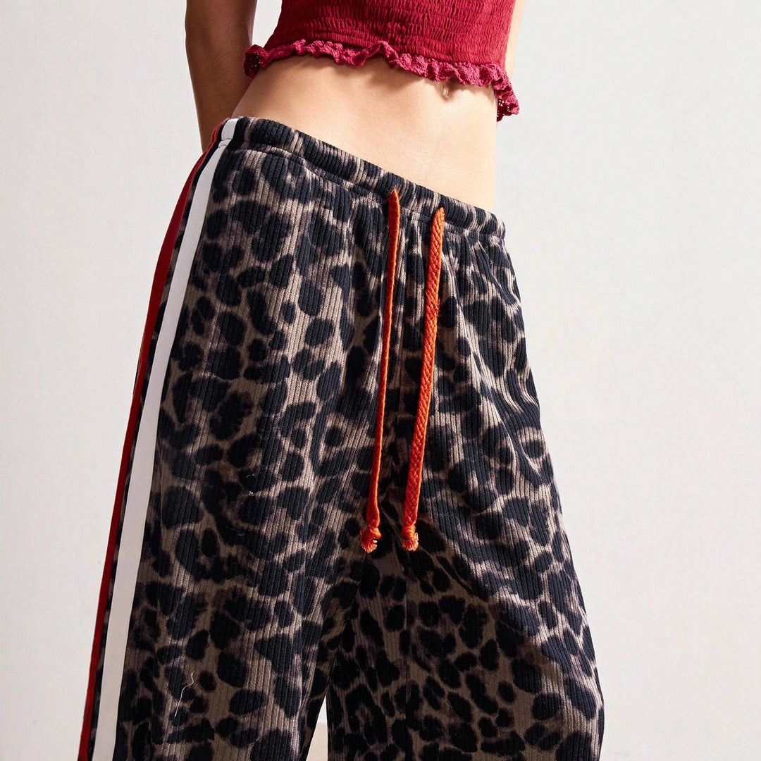 Leopard Wide Pants MidWeight Black N5A158