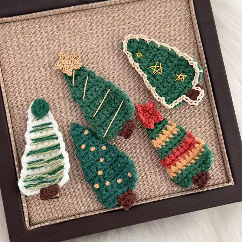 Womens Christmas Tree Knit Duckbill Hair Clip N6K308