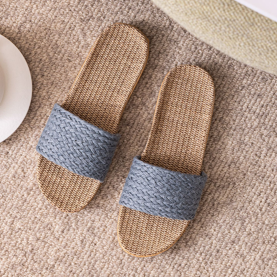 Woven Linen House Slippers Women N6C227