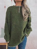 Load image into Gallery viewer, Contrast Tunic Sweater Mid Weight Black Green Apricot N5A226
