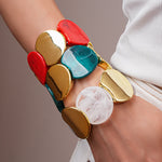Load image into Gallery viewer, Acrylic Round Segment Elastic Bangle Statement Women N6H081
