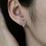 Load image into Gallery viewer, Brushed Heart Earrings Women Matte Silver Simple Stud S5P890