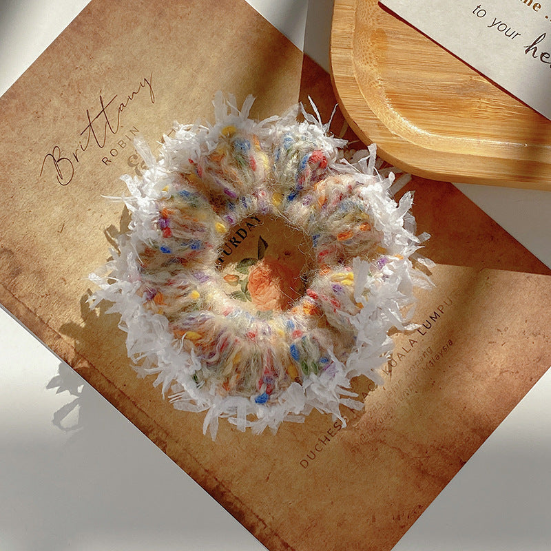 Hand Crocheted Multi Color Continuous Loop Hair Tie S5P435