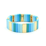 Load image into Gallery viewer, Rectangular Enamel Links Bangle Alloy Stackable S5P154