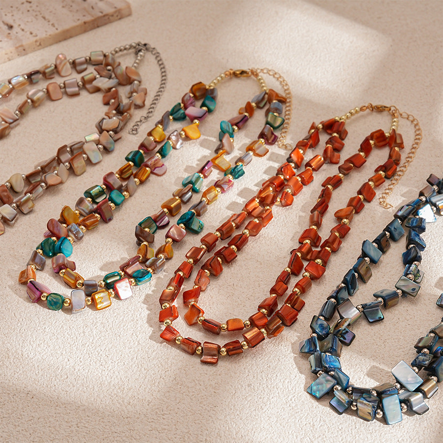Irregular Shell Beaded Choker Necklace Vacation Women N6H098