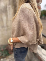 Load image into Gallery viewer, Cape Knit Cardigan Round Neck 3/4 Sleeve Ruffle Hem N6G284
