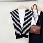 Load image into Gallery viewer, Colorblock Stripe Knit Shoulder Cape Women Travel N6H244