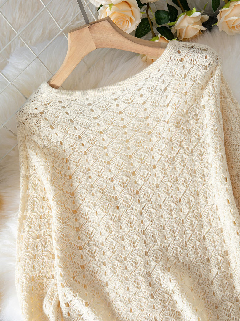 Lace Knit Cardigan Skirt Set Women N6C379