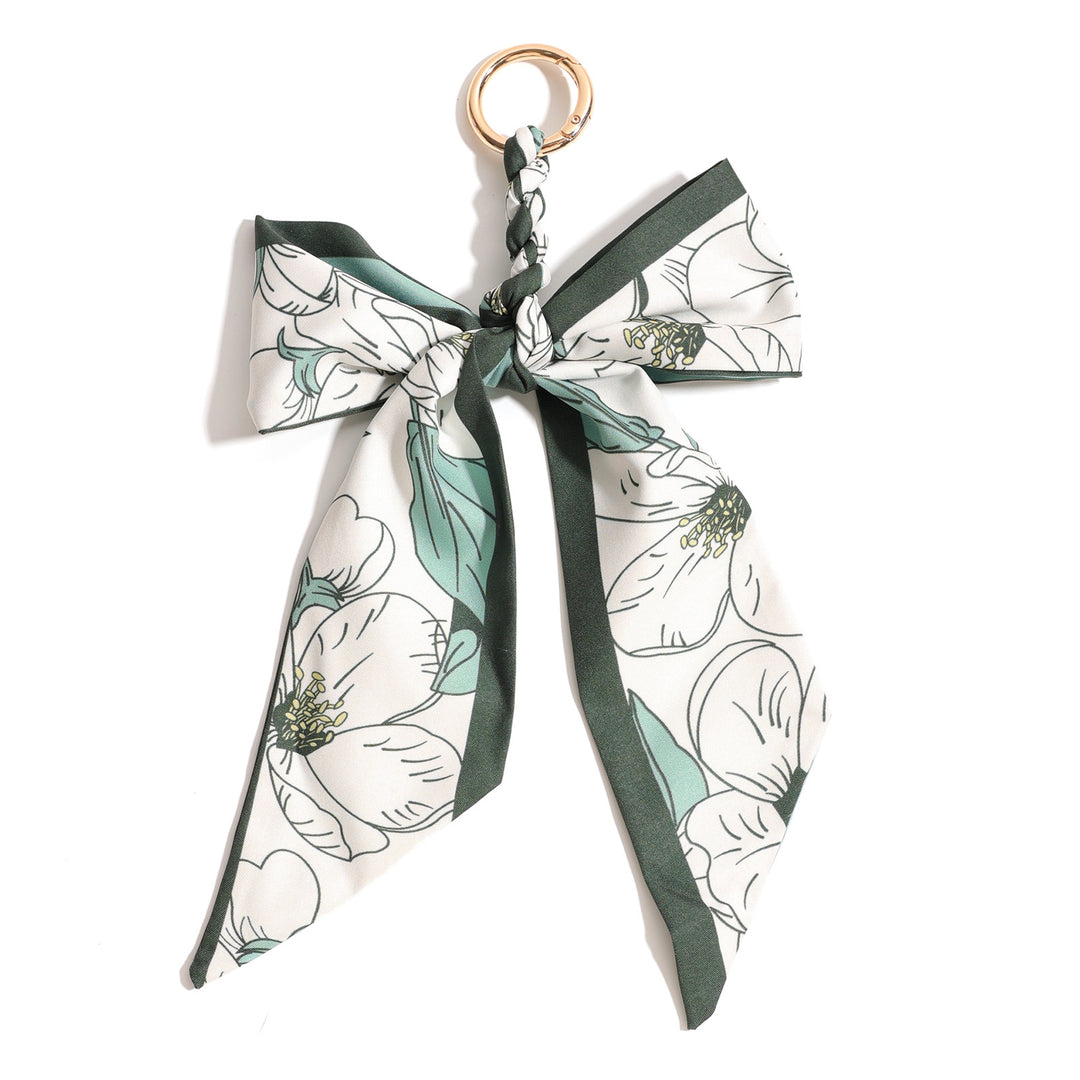 Handwoven Silk Scarf Bow Keychain Bag Charm N6G056