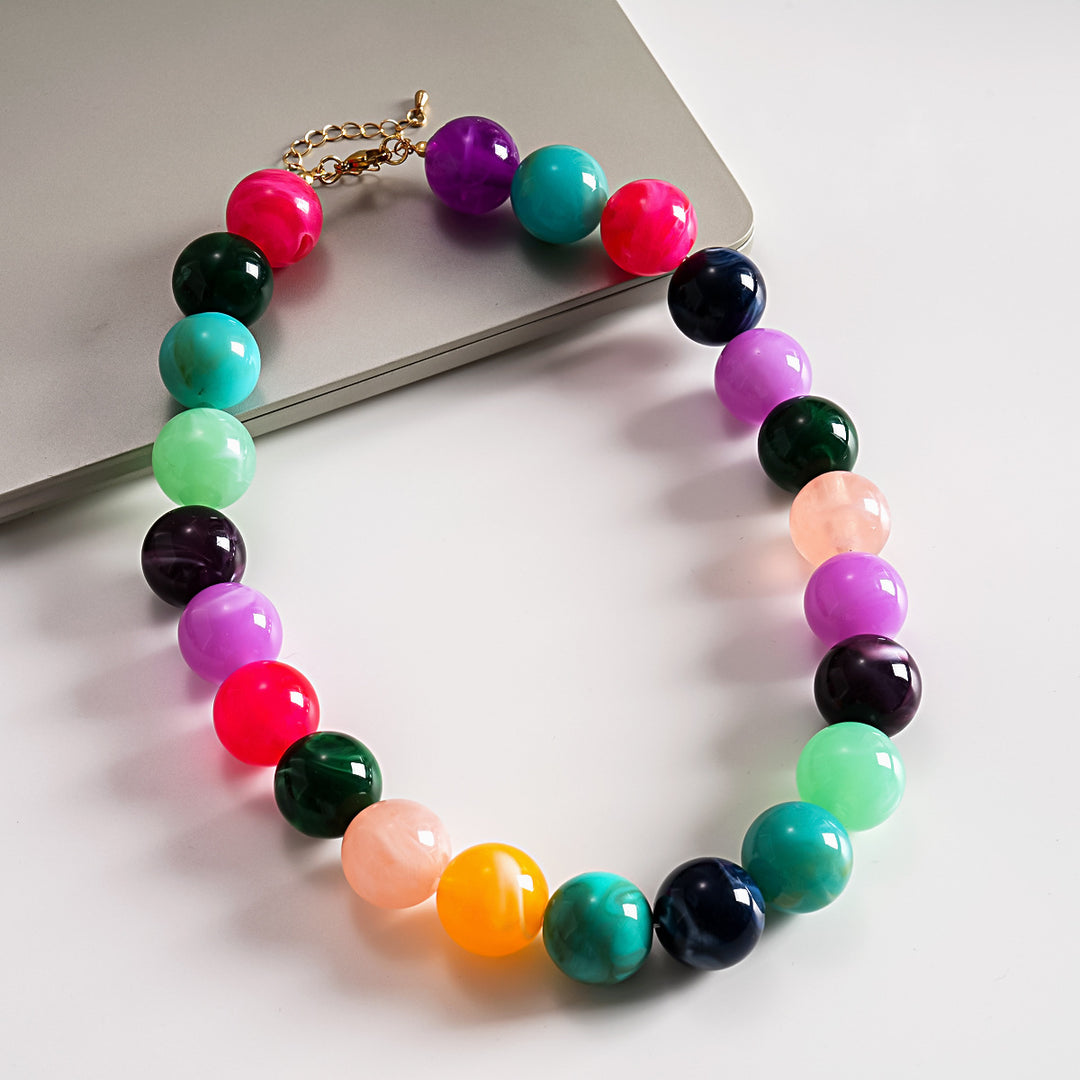 Acrylic Ombré Beaded Choker Statement Necklace N6H067