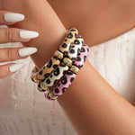 Load image into Gallery viewer, Womens Leopard Print Acrylic Beaded Bracelet N6K126