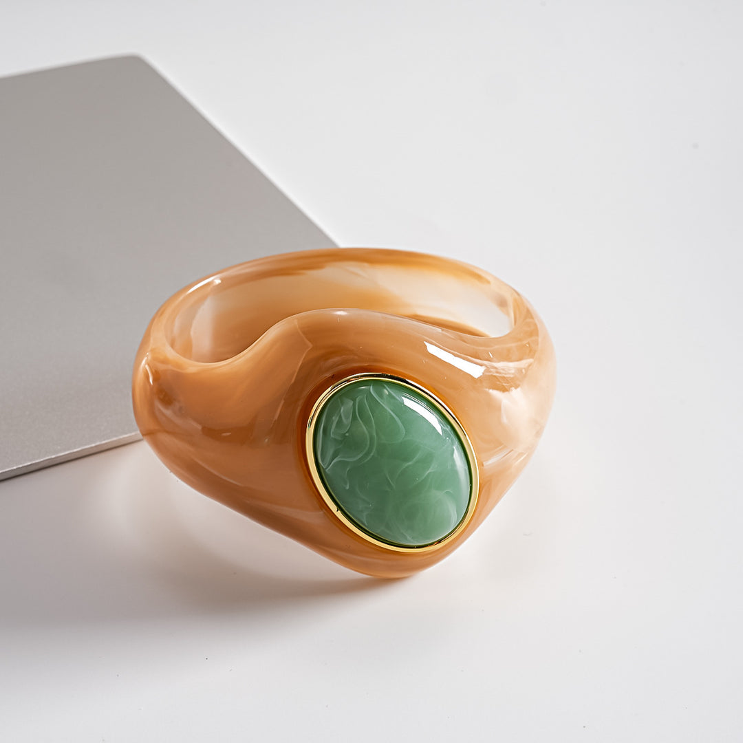 Oversized Acrylic Ombré Colorblock Oval Bangle Women N6H070