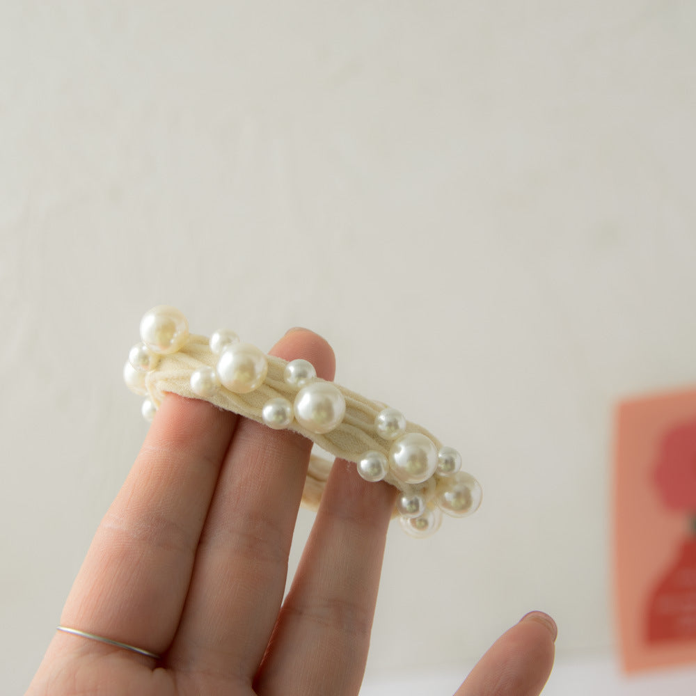 Soft Beaded Scrunchie High Ponytail Holder Women N6H183