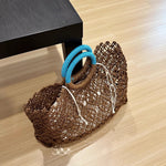 Load image into Gallery viewer, Openwork Paper Fiber Beach Tote Dark Brown  S5P275