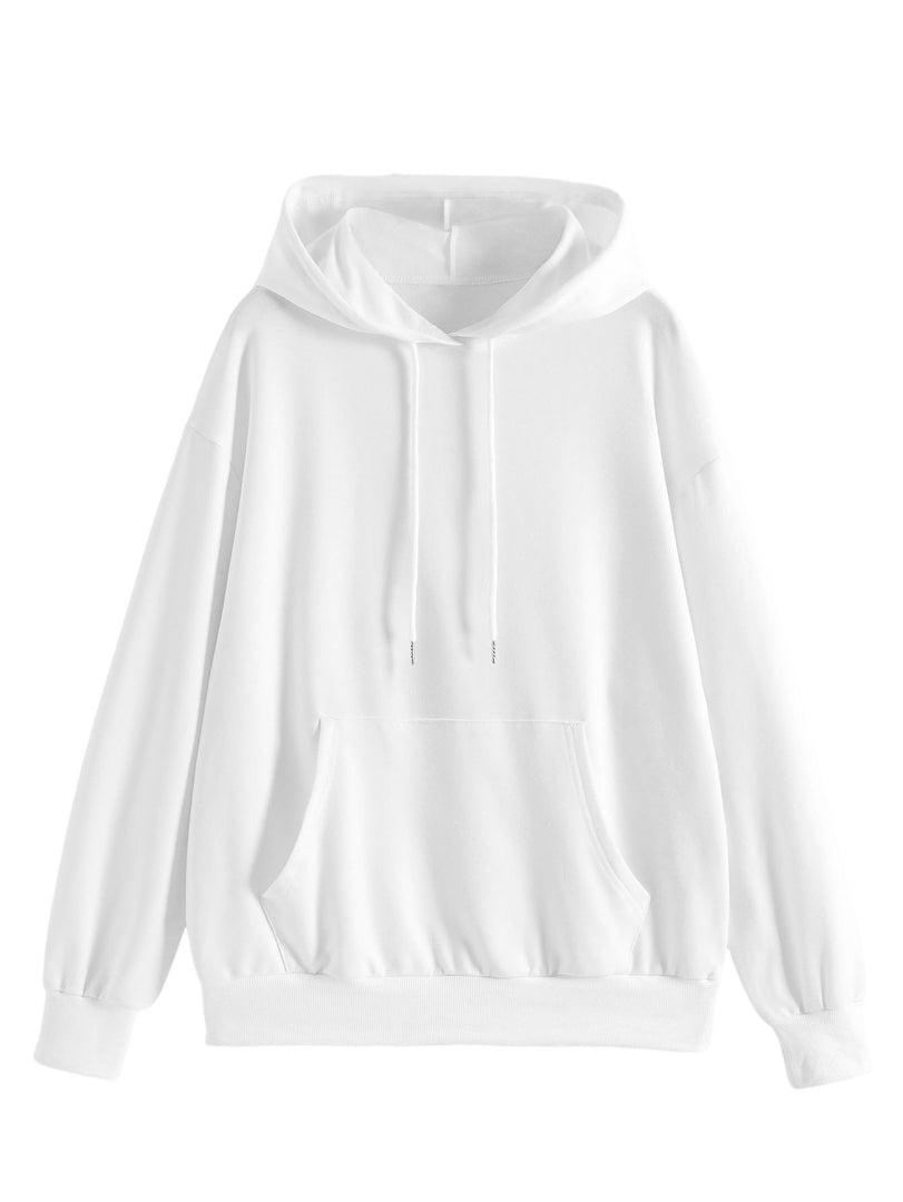 Solid Color Hoodie Women Cotton Loose Fit Long Sleeve N6H047