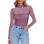 Load image into Gallery viewer, Sheer Mesh Mock Neck Tee Delicate Ultra Light N5Z315