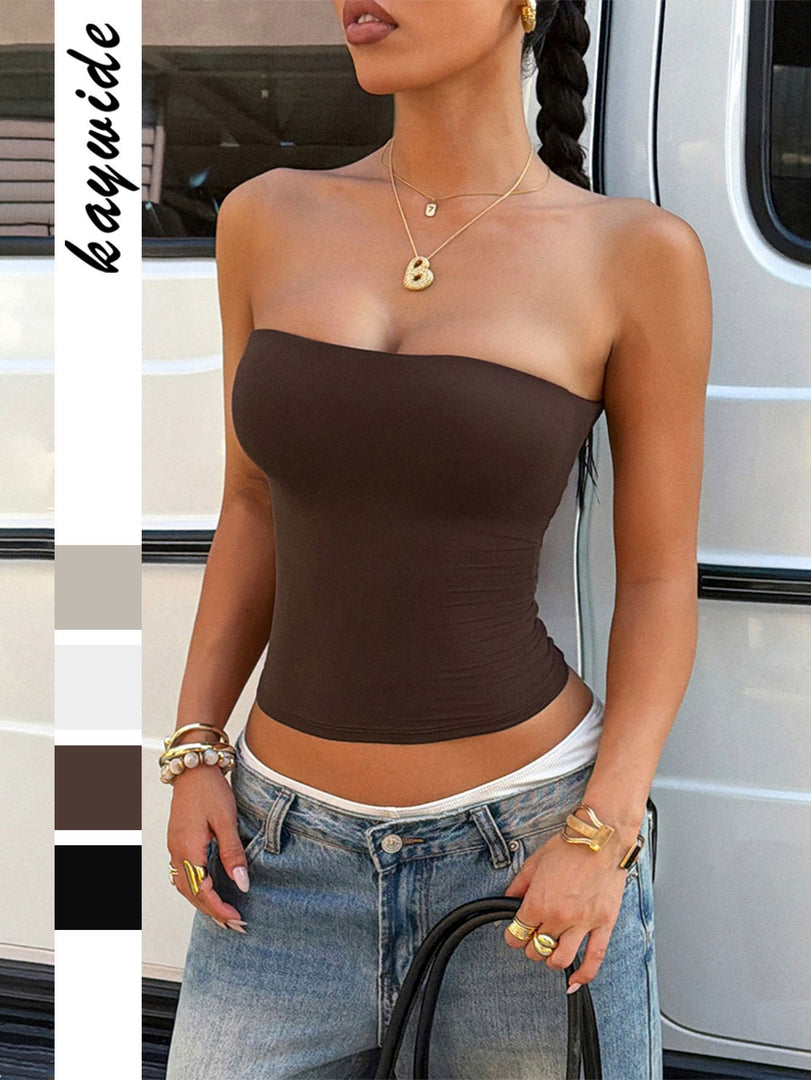 Fitted Solid Color Tube Top Women N6D202