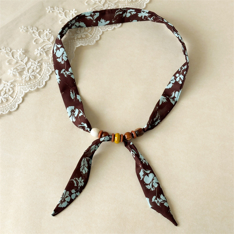 Retro Paisley Beaded Scarf Choker Necklace Women N6D006
