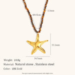 Load image into Gallery viewer, Baroque Pearl Sun Starfish Necklace Steel Gold Plated S5P220
