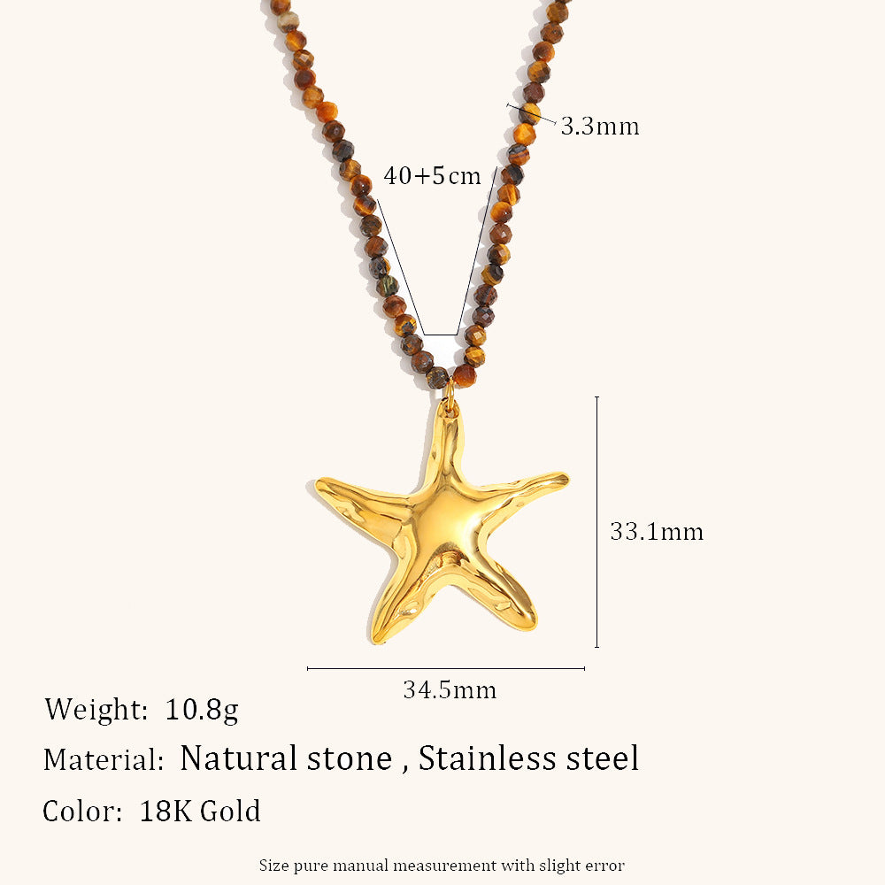 Baroque Pearl Sun Starfish Necklace Steel Gold Plated S5P220