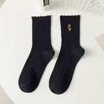 Load image into Gallery viewer, Lace Embroidery Cotton Mid-Calf Socks Women N6C154