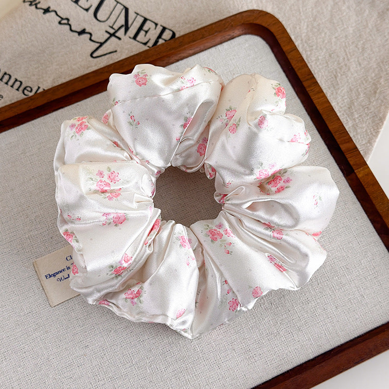 Padded Satin Floral Scrunchie Hair Tie N6C018