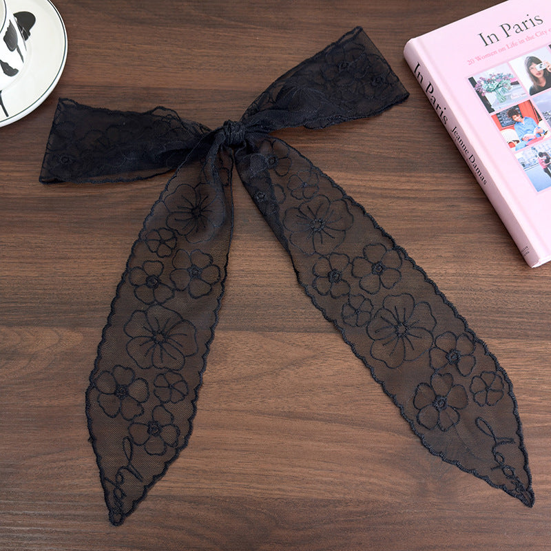 Black Lace Headband Scarf Long 130cm Women N6C009