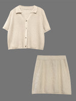 Load image into Gallery viewer, Crochet Knit Cardigan Skirt Set Women N6D135