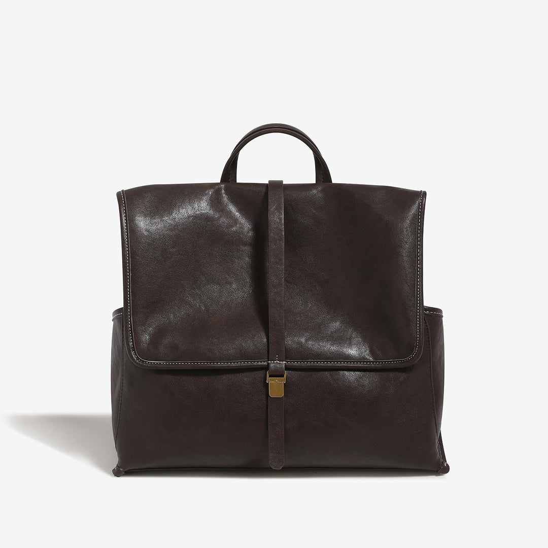 Vintage PU Leather Backpack Large Capacity Travel N6F164