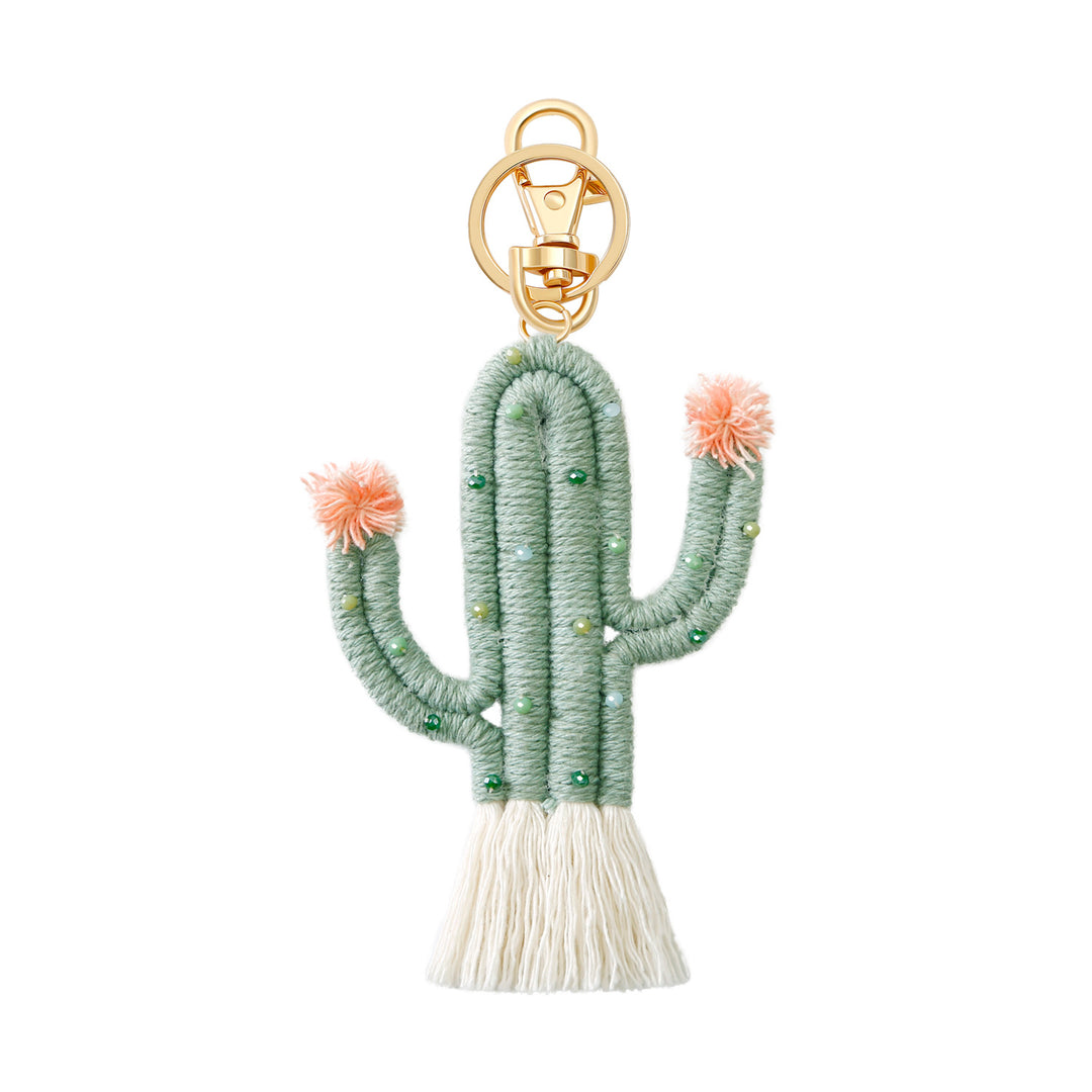 Cactus Charm Handmade Natural Stone Alloy Keychain N6G039