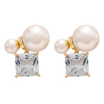 Load image into Gallery viewer, Zircon Pearl Square Stud Earrings Women N6H154