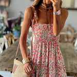 Load image into Gallery viewer, Bohemian Print Spaghetti Strap Dress Pink N5Z204
