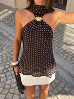 Load image into Gallery viewer, Polka Dot Halter Neck Top Women N6E146