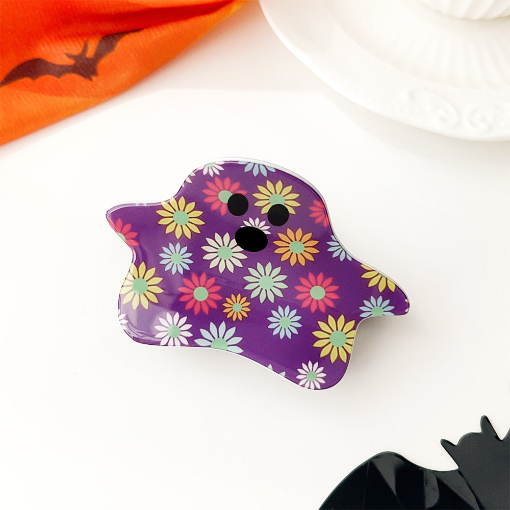 Halloween Ghost Pumpkin Acrylic Claw Clip S5P539