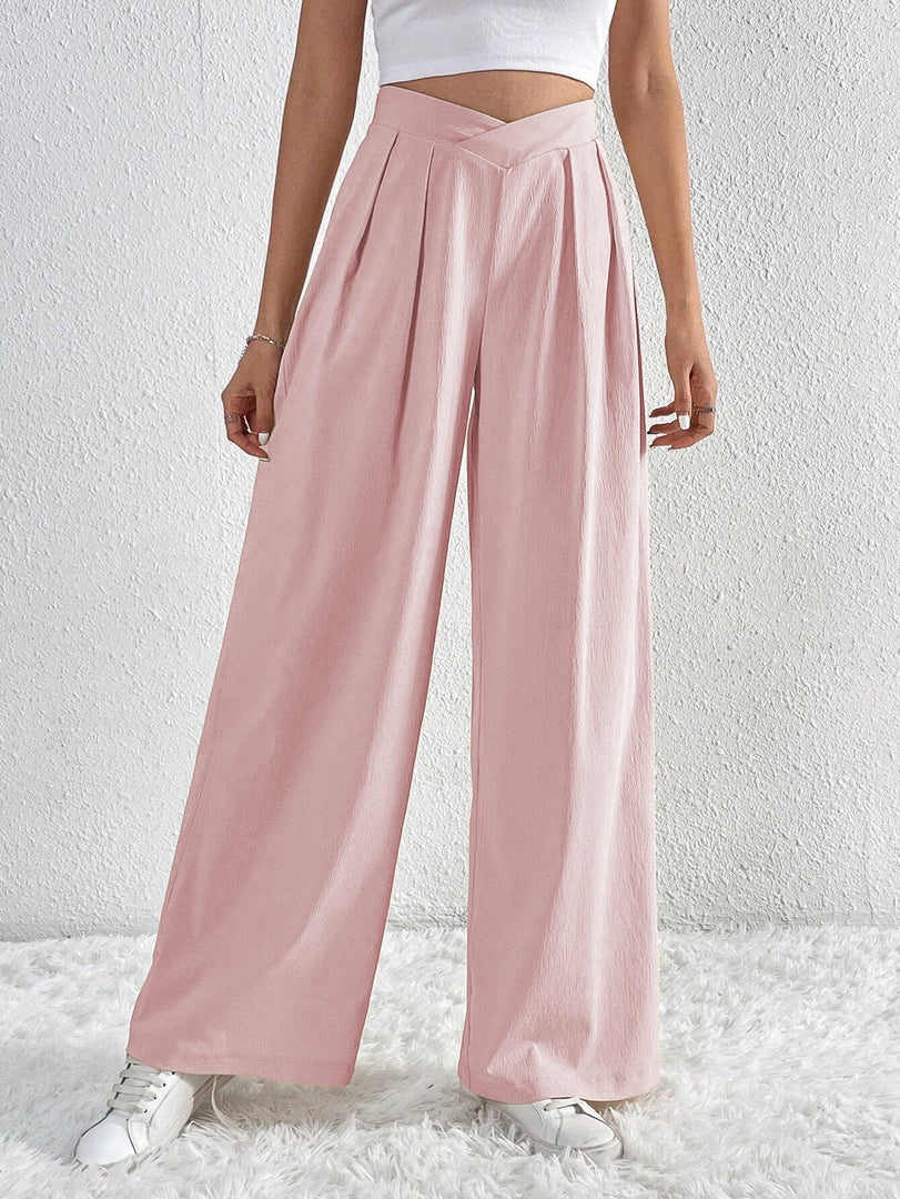 Pleated Wide Leg Work Pants Women N6B041