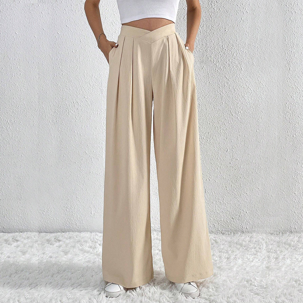 Pleated Wide Leg Work Pants Women N6B041