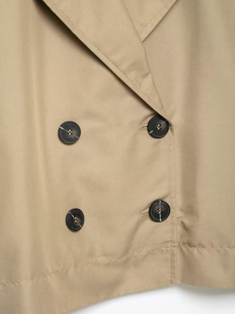 Loose Double-Breasted Cuffed Sleeve Trench Coat Women N6G163