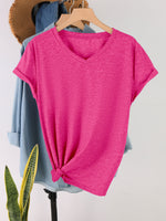 Load image into Gallery viewer, Minimalist Solid Color V-Neck T-Shirt Women N6E140